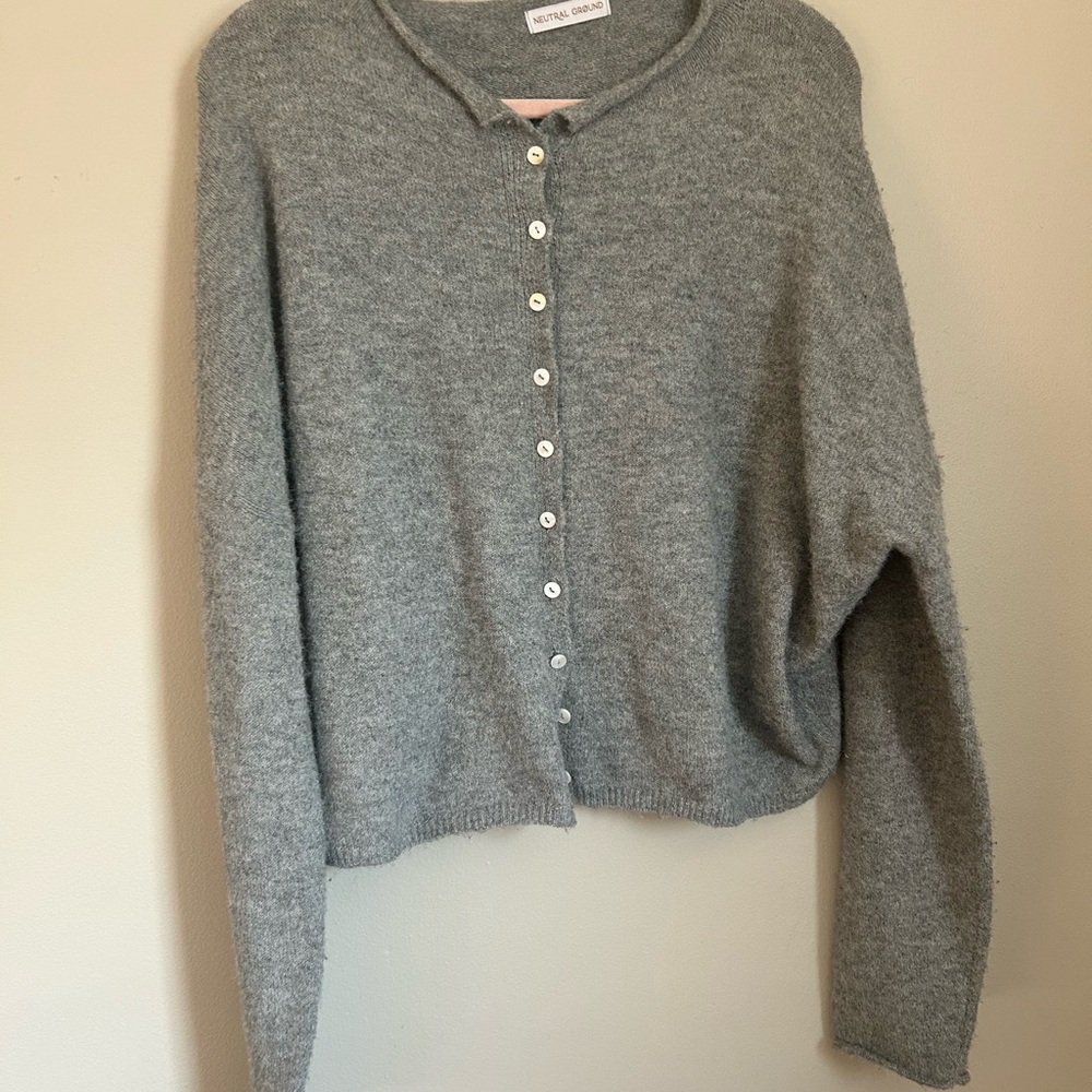 Womens Heather Gray Button-Up Cardigan size large